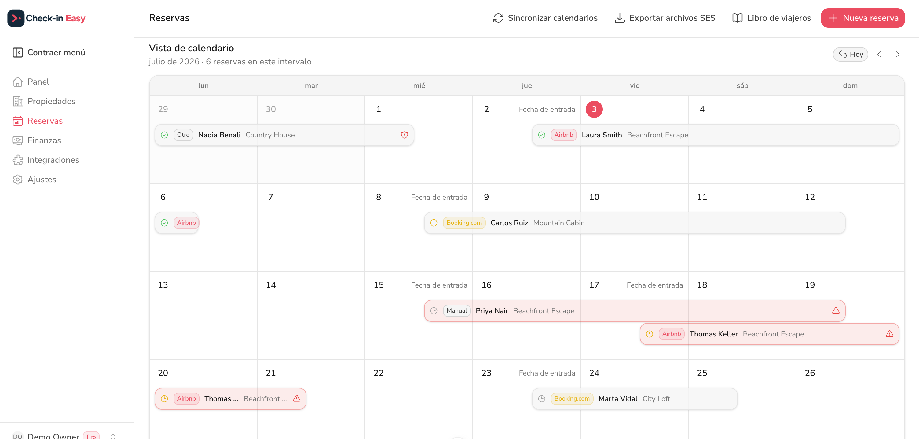 Check-in Easy manager dashboard